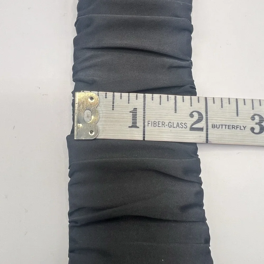 Black Ruched Elastic Waist Fashion Belt 28-40 Inches Interlocking Buckle